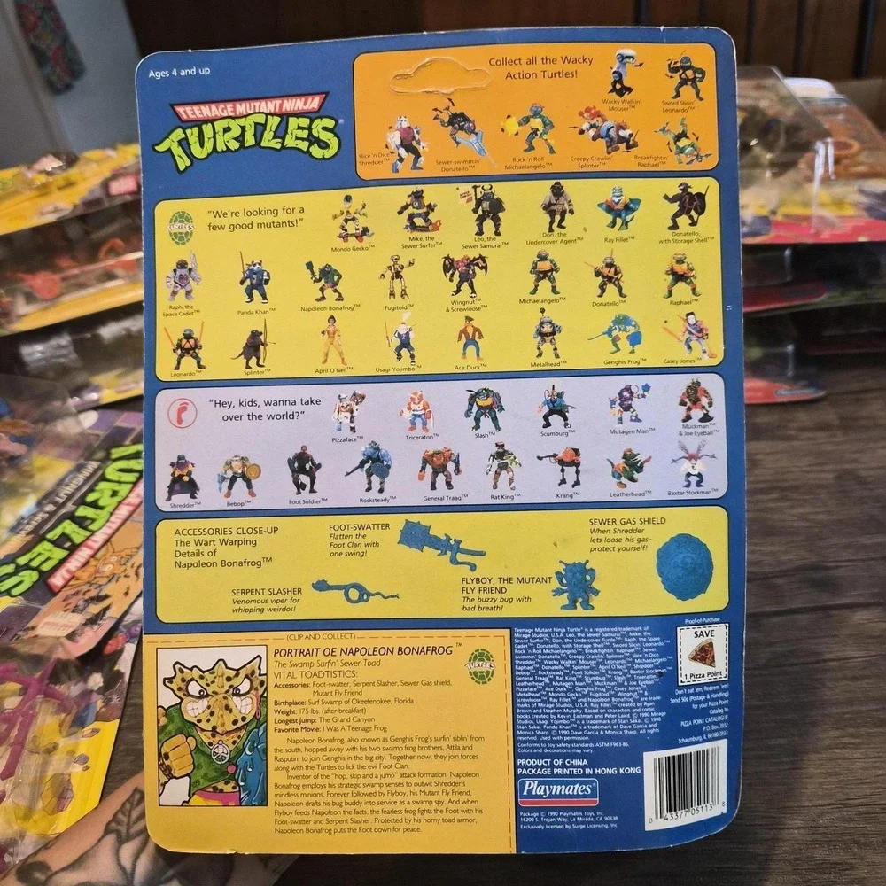 Rare 1990 TMNT Napoleon Bonafrog MOC Sealed Vintage Playmates Action Figure